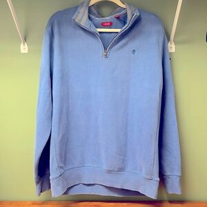 Izod Men’s Light blue quarter zip pullover, size Large GUC